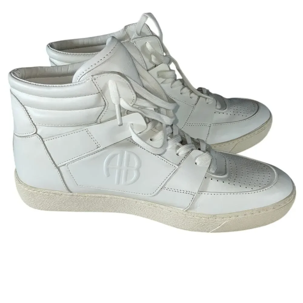 Anine Bing Sporty White Hayden High Top Sneakers Size 39 EU / 9 US